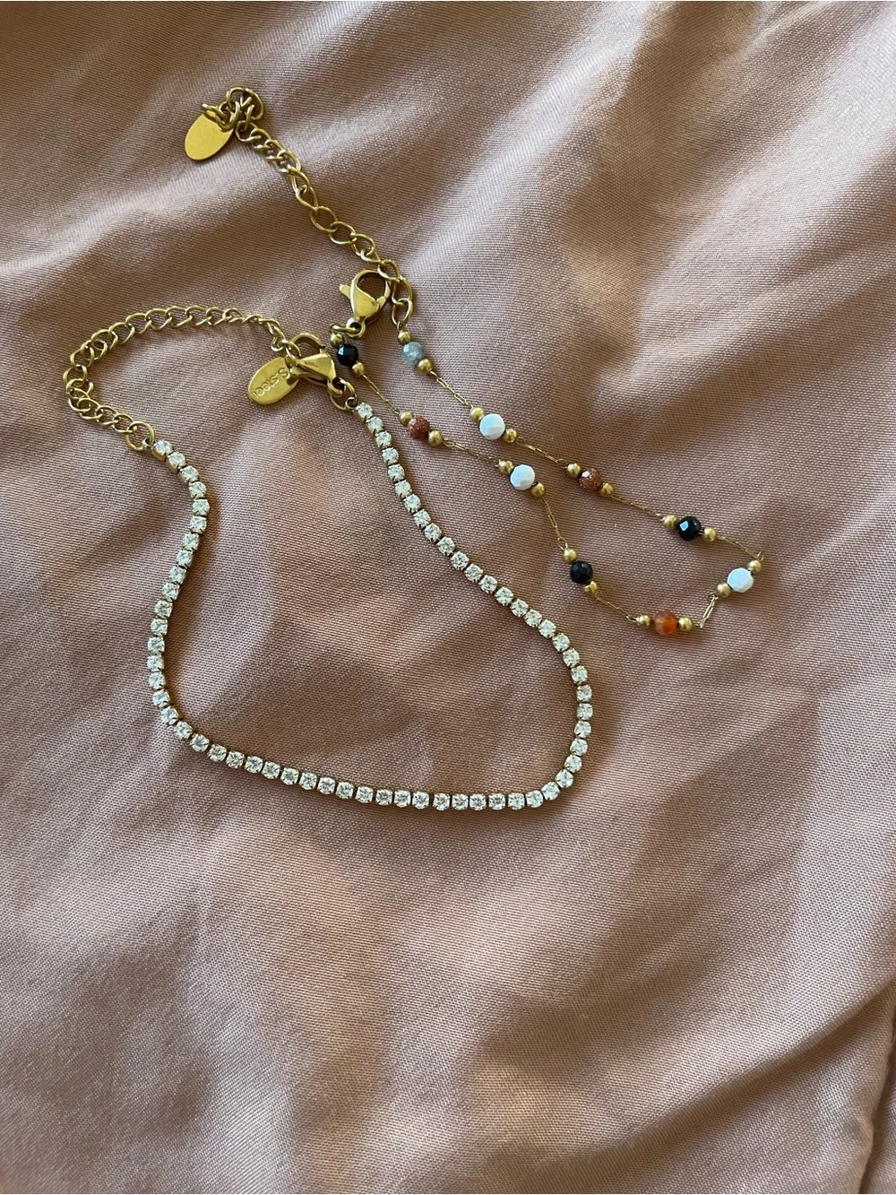 Gold-Tone Stainless Steel dainty bracelet pair